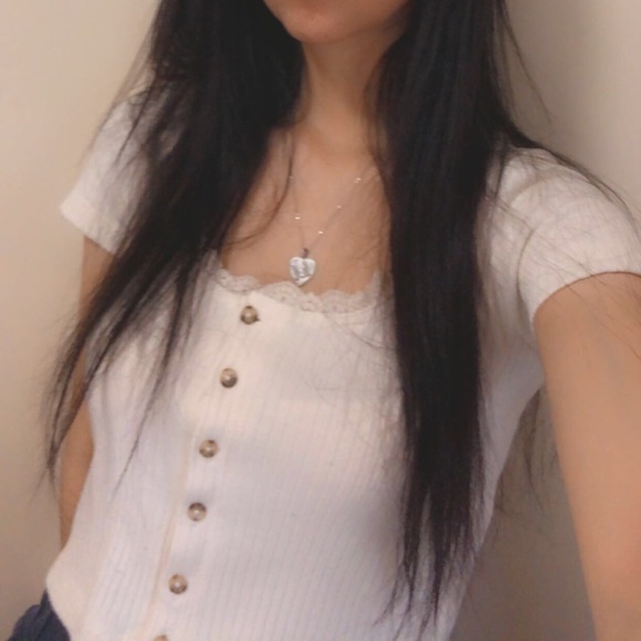 Cream Ribbed Button Up Top - Picture 5 of 6